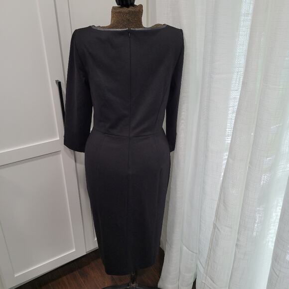 Talbots Tipped Ponte Sheath Dress Jewel Neckline Size 10 - Picture 3 of 11